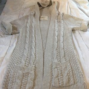 Hollister Beige Body Length Hooded Sweater